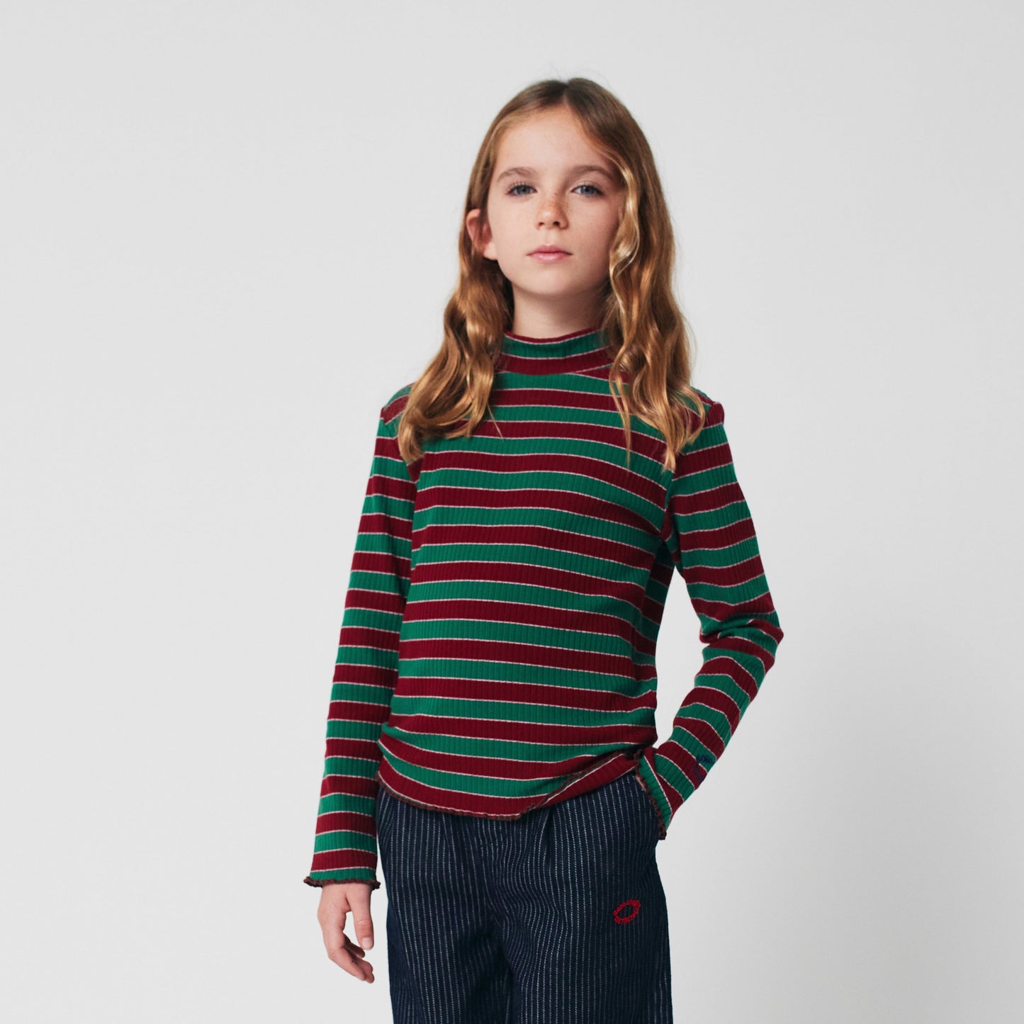 MUTLI-COLORED STRIPED TURRLENECK SHIRT
