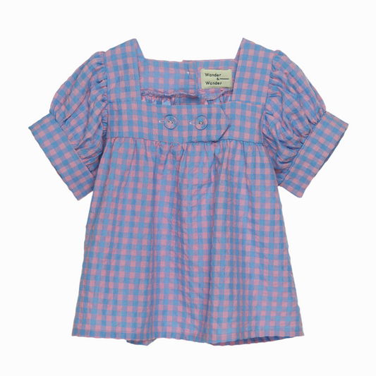 BLUE-PINK CHECK TOP