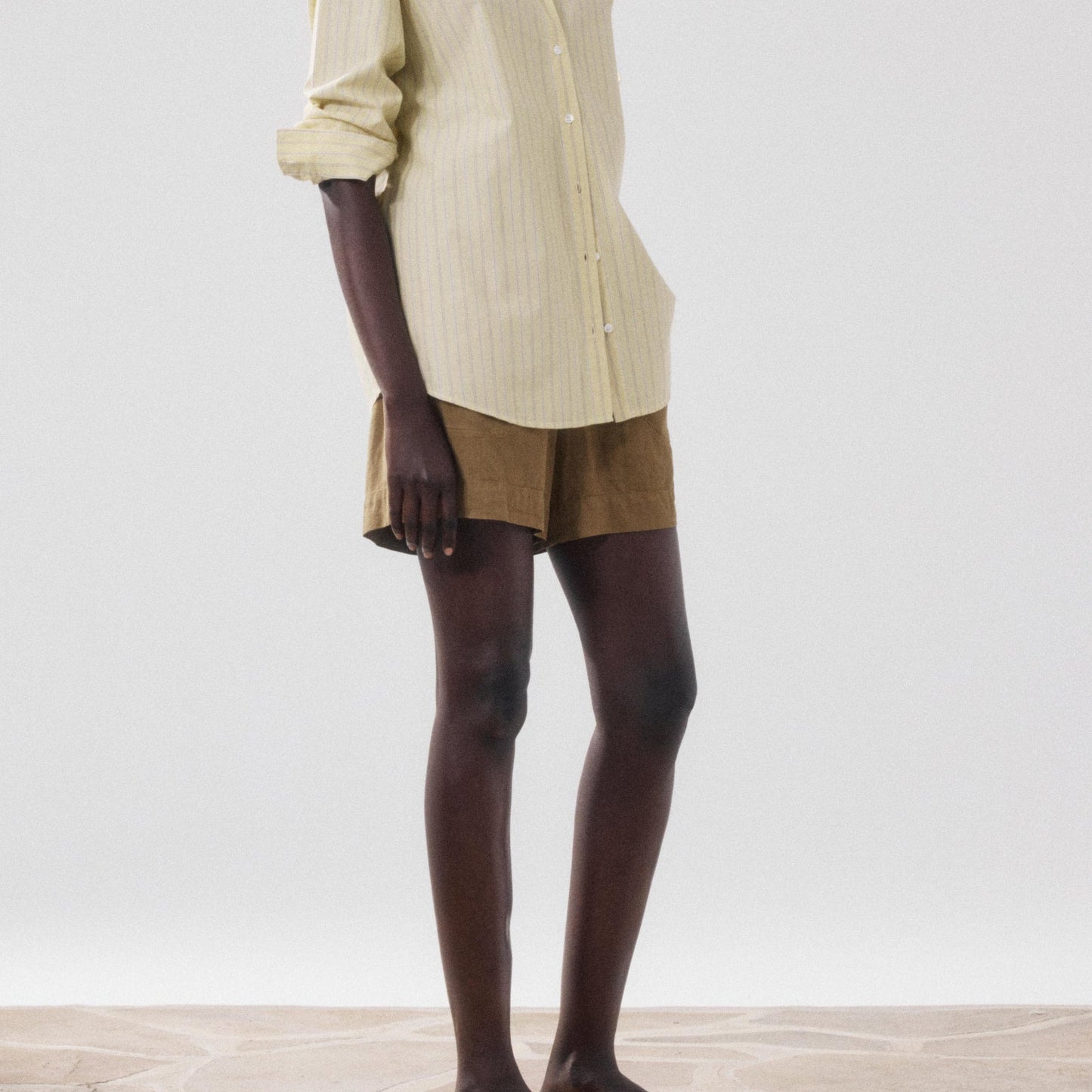 CHARLOT WOMENS WOVEN SHIRT - YELLIOW & BROWN