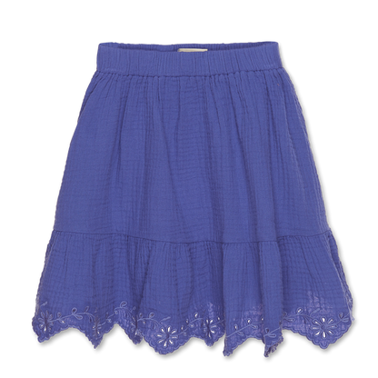 GAUZE EMBROIRED FINISHED HEM SKIRT