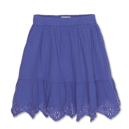 GAUZE EMBROIRED FINISHED HEM SKIRT