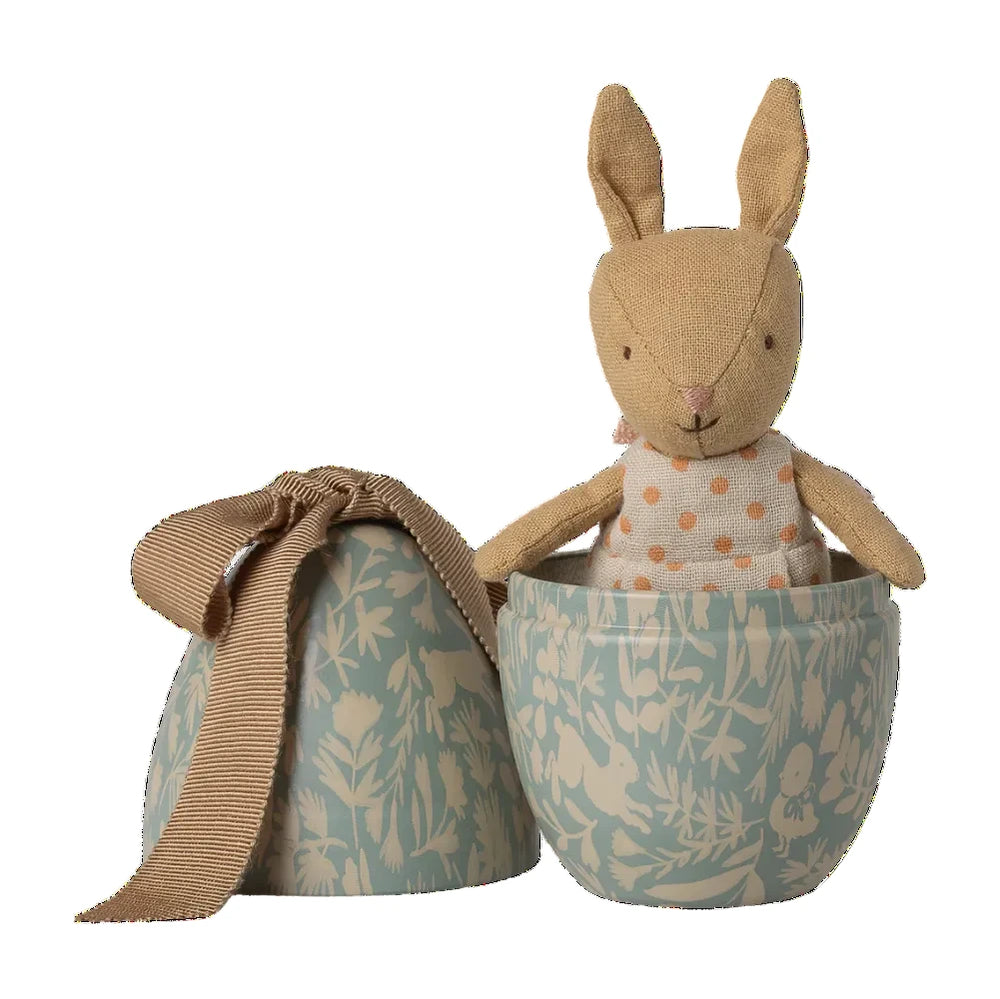 EASTER EGG WITH MICRO RABBIT SMALL - DUSTY BLUE