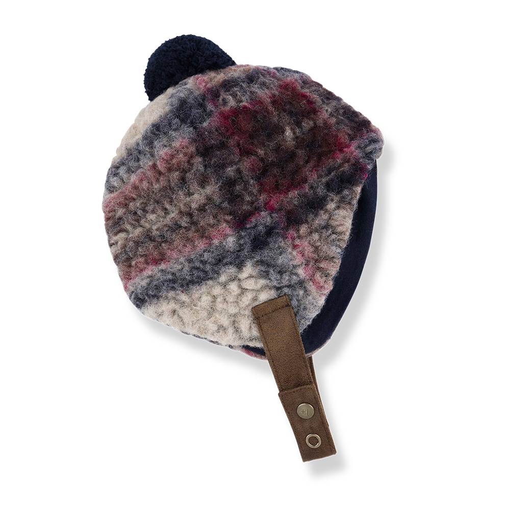ERIK WOOL PLAID BEANIE - DARK BLUE