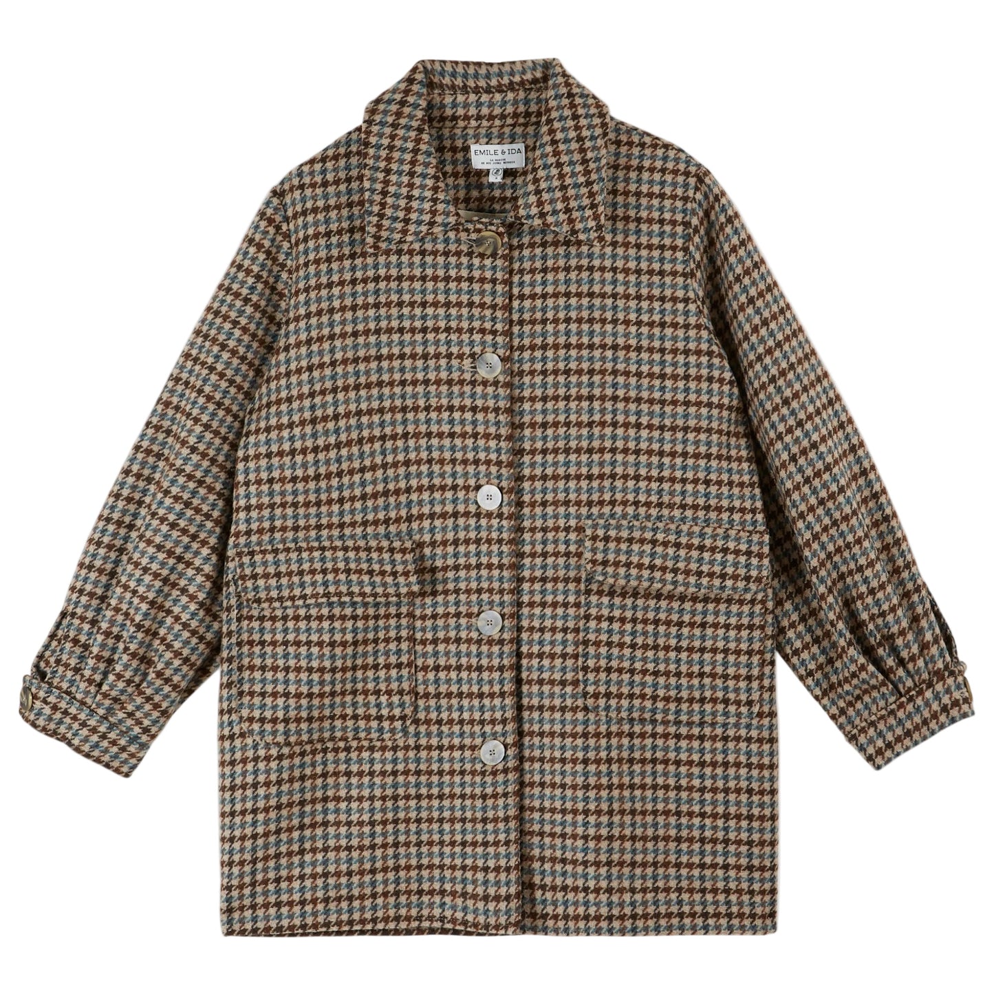 Plaid shirt with buttons on a white background