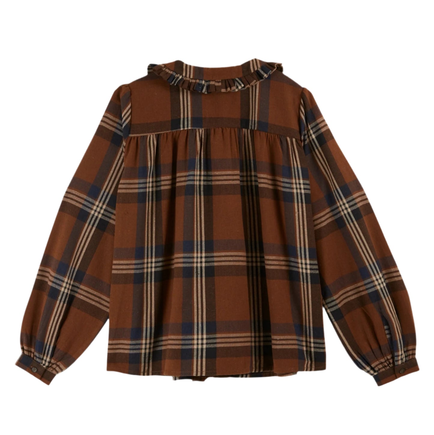 Brown plaid shirt on a white background