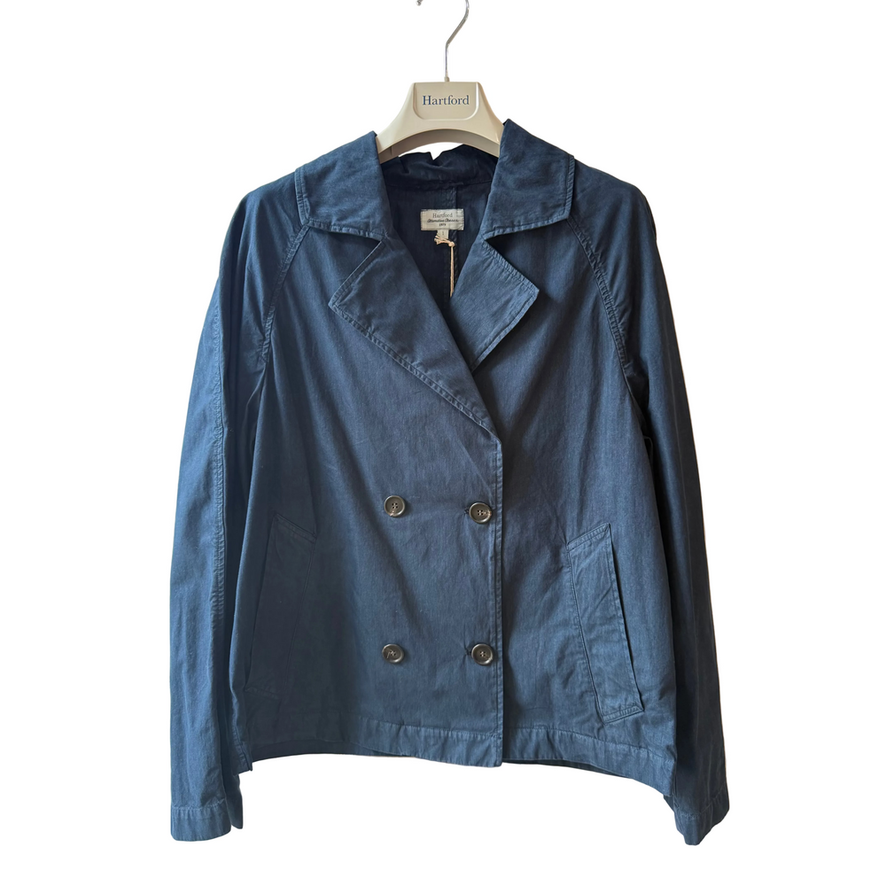 VARDA WOMAN WOVEN TRENCH JACKET - NAVY