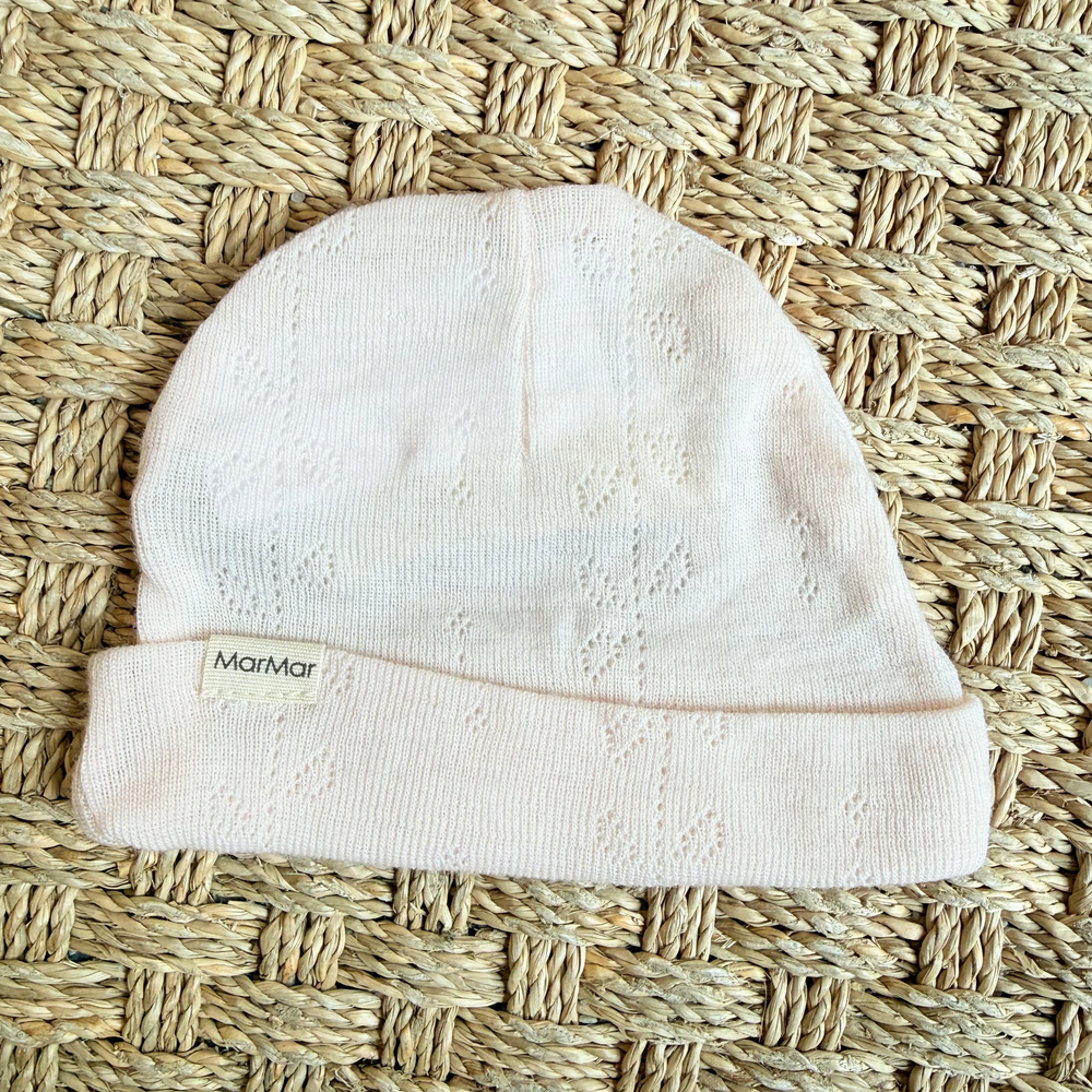 AIKO NEWBORN BABY CAP - SOFT PINK POINTELLE