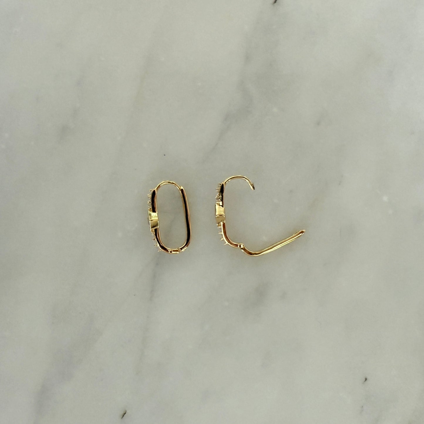 RAINBOW MOONSTONE & WHITE TOPAZ HUGGIE HOOPS