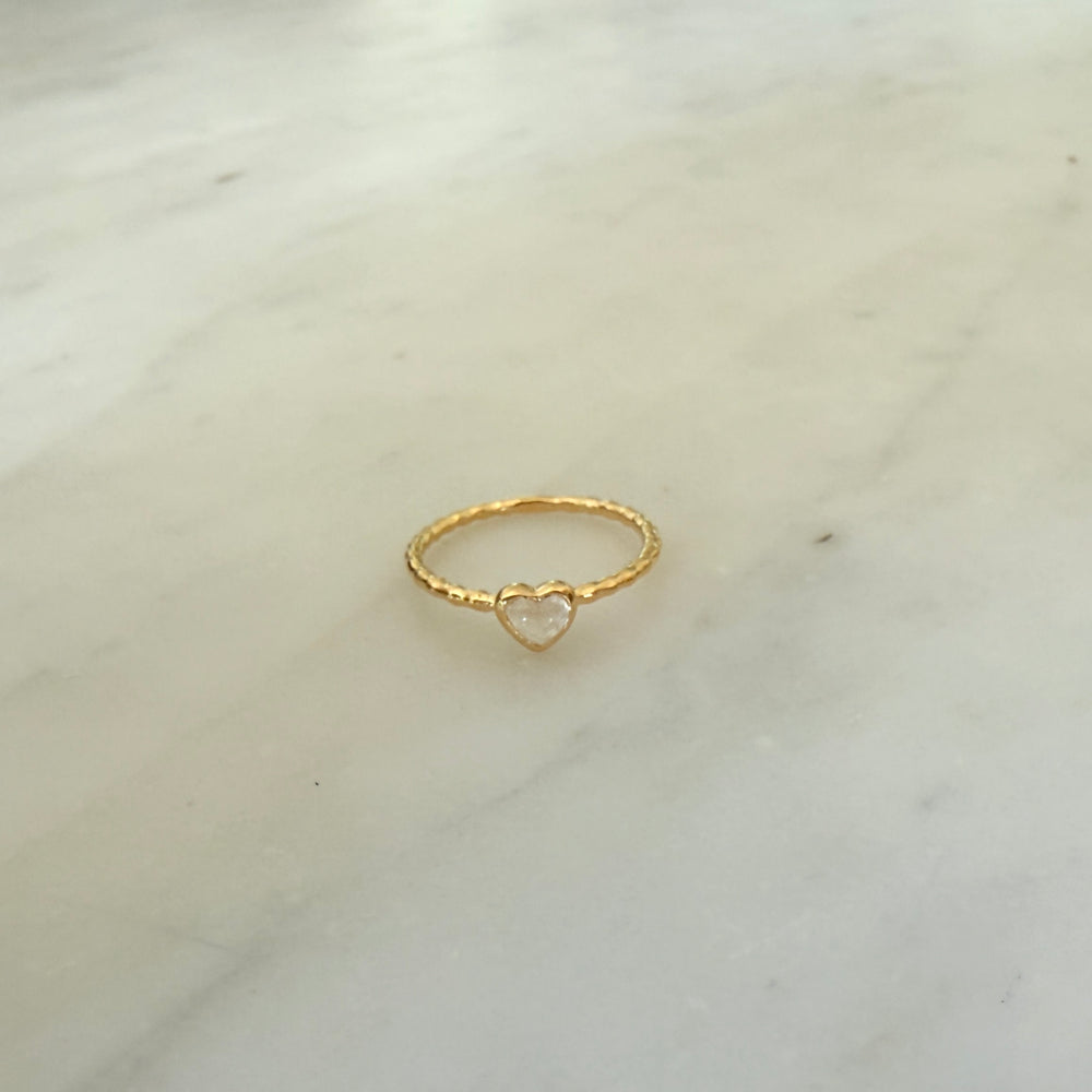 RAINBOW MOONSTONE HEART RING - SMALL