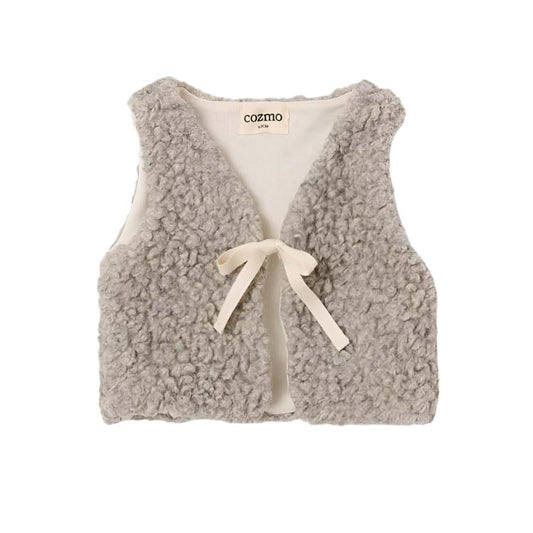 GRAY MELANGE TEDDY FLEECE VEST