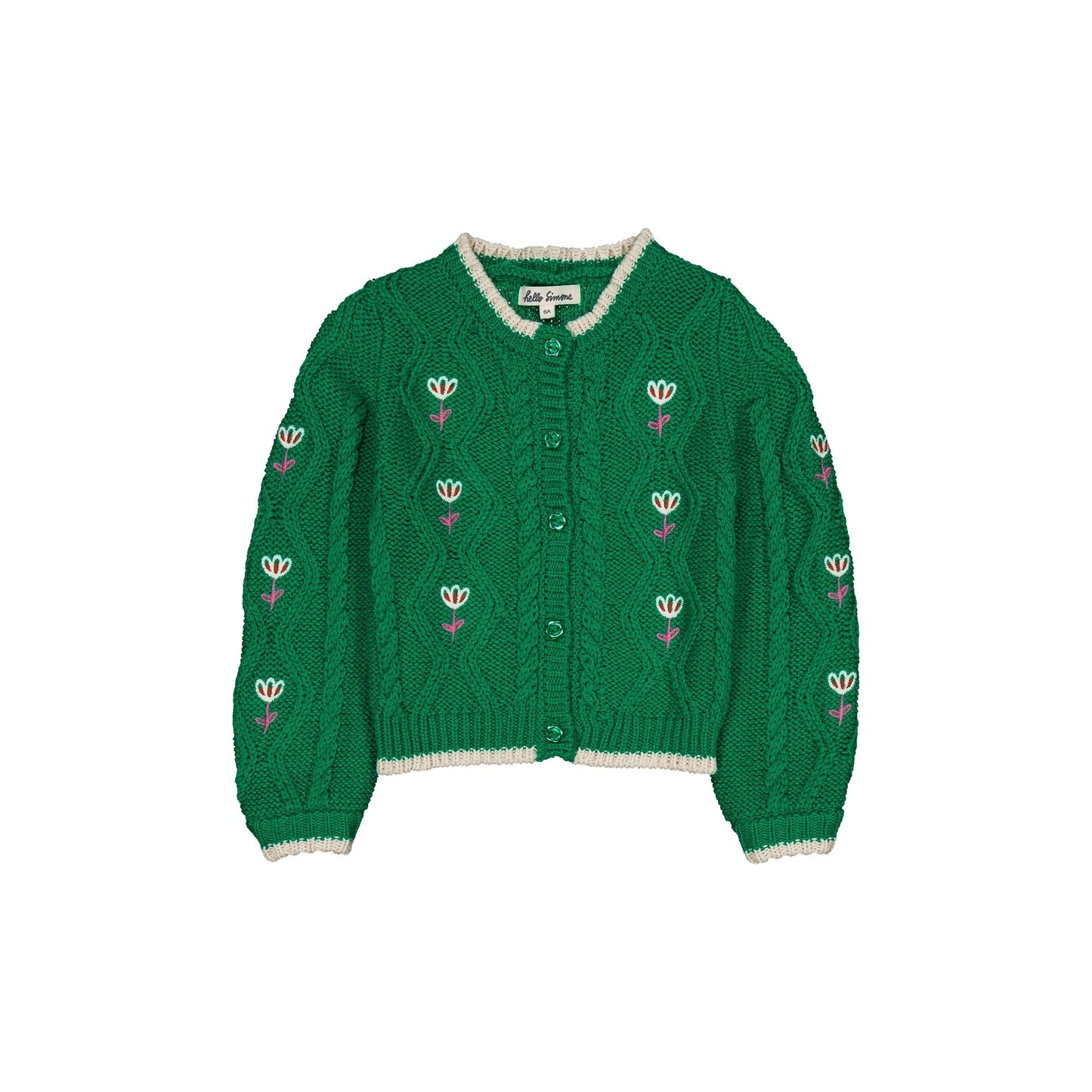 LISON CABLE KNIT CARDIGAN - GREEN