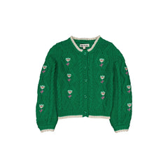 LISON CABLE KNIT CARDIGAN - GREEN