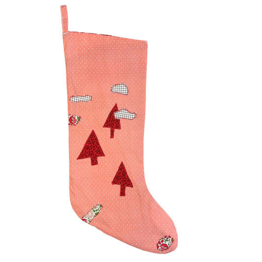 HEIRLOOM CHRISTMAS STOCKING - PINK DOT FOREST