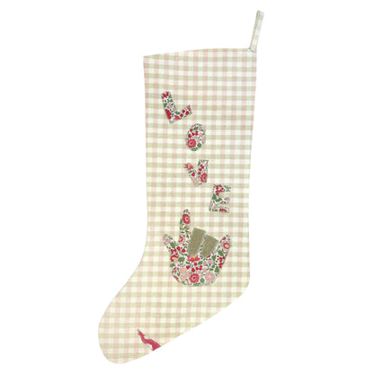 HEIRLOOM CHRISTMAS STOCKING - PLAID LIBERTY 'SIGNS OF LOVE'