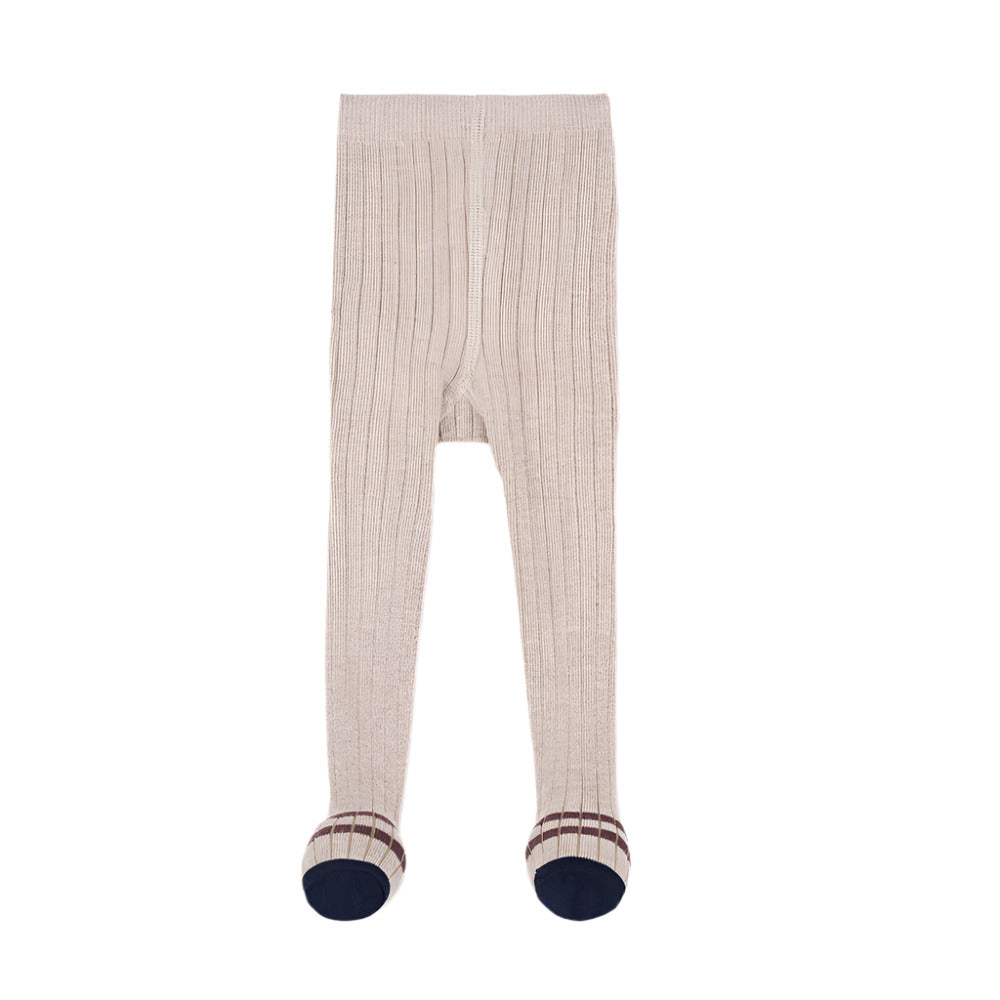RIBBED PLAIN TIGHTS - TORTORA ECRU