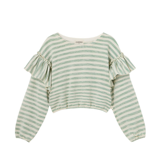 SILVIA GREEN GRASS STRIPE SWEATSHIRT