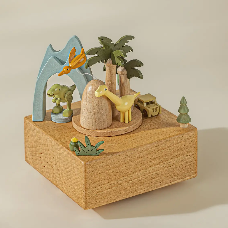 WOODEN MUSIC BOX - DINOSAUR WORLD