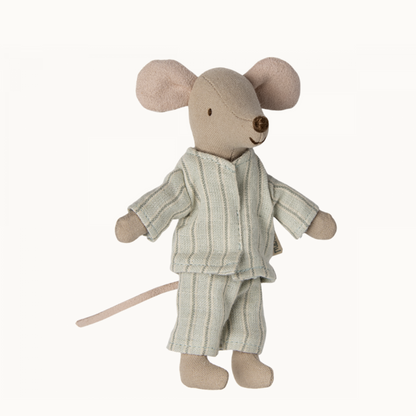 BIG BROTHER MOUSE IN MATCHBOX - MINT STRIPES PJS + MAGNETS IN HANDS