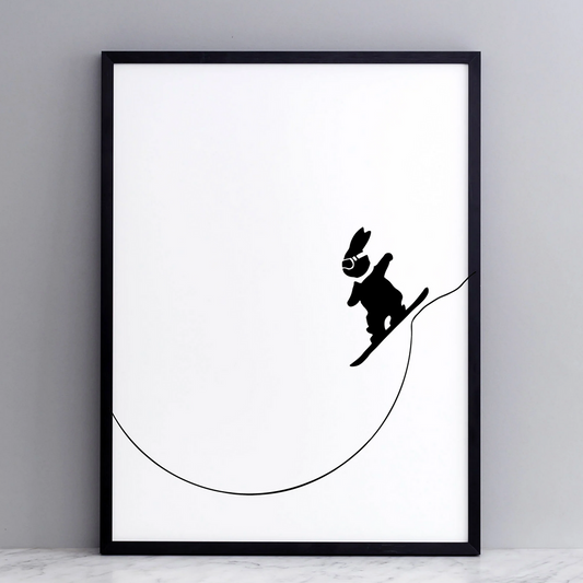 SNOWBOARDING RABBIT SCREENPRINT