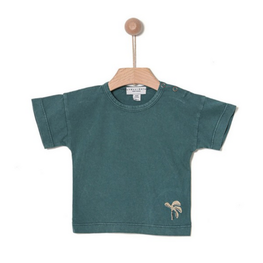 ORGANIC MEDIUM GREEN VINTAGE WASH  T SHIRT - GREEN