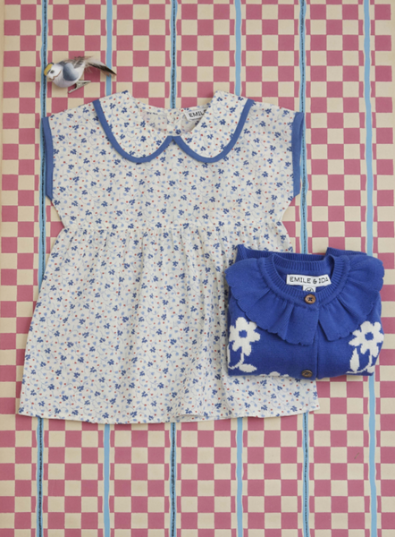 BLUE FLOWER BABY DRESS - MUGUET