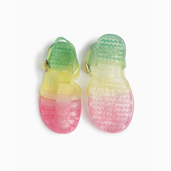 RAINBOW GLITTER FISHERMAN JELLY SANDALS