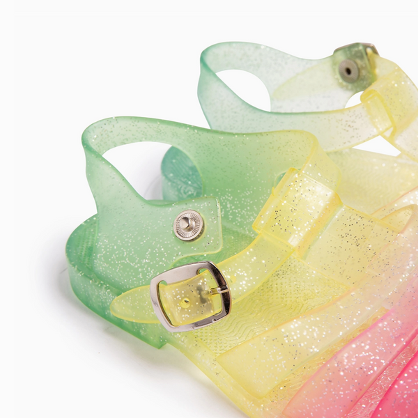 RAINBOW GLITTER FISHERMAN JELLY SANDALS