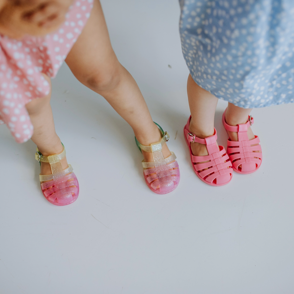 RAINBOW GLITTER FISHERMAN JELLY SANDALS