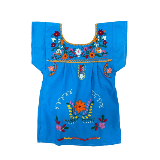 MEXICAN PUEBLA DRESS - TURQUOISE