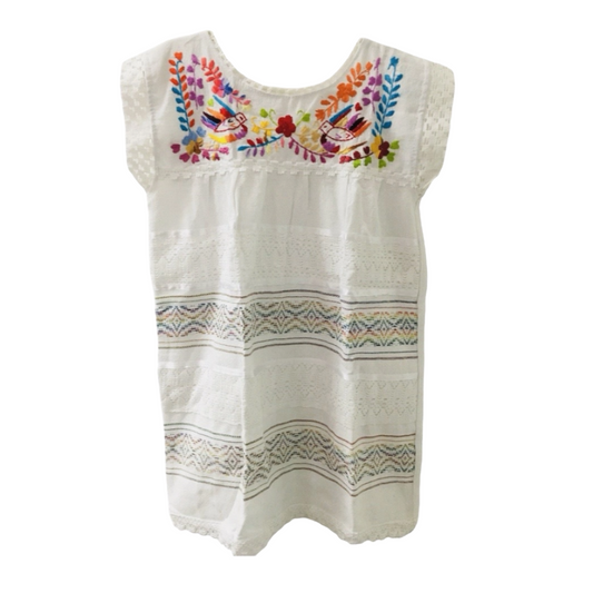 OAXACA WHITE LOOMED DRESS