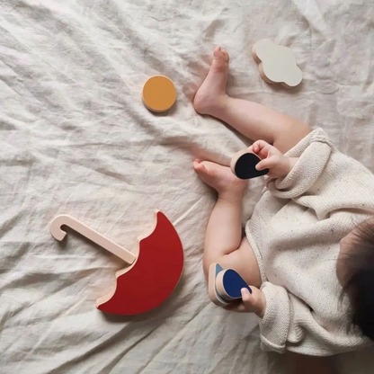 RED UMBRELLA WOODEN STACKING TOY