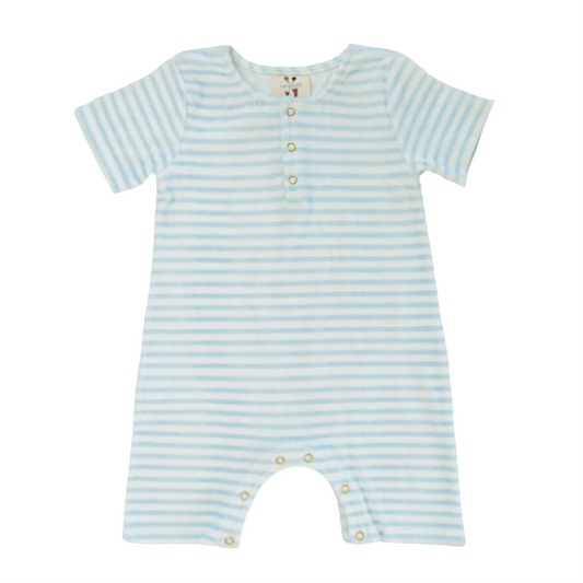 BLUE & WHITE STRIPE TERRY ROMPER