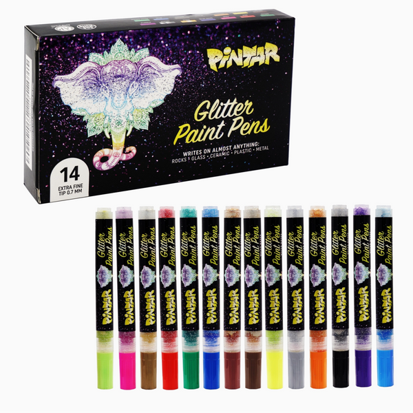 GLITTER ACRYLIC FINE TIP PAINT PEN - 14 SET