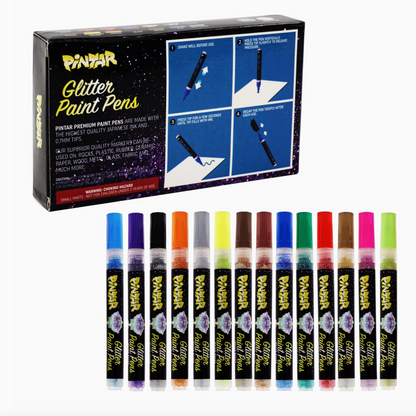 GLITTER ACRYLIC FINE TIP PAINT PEN - 14 SET