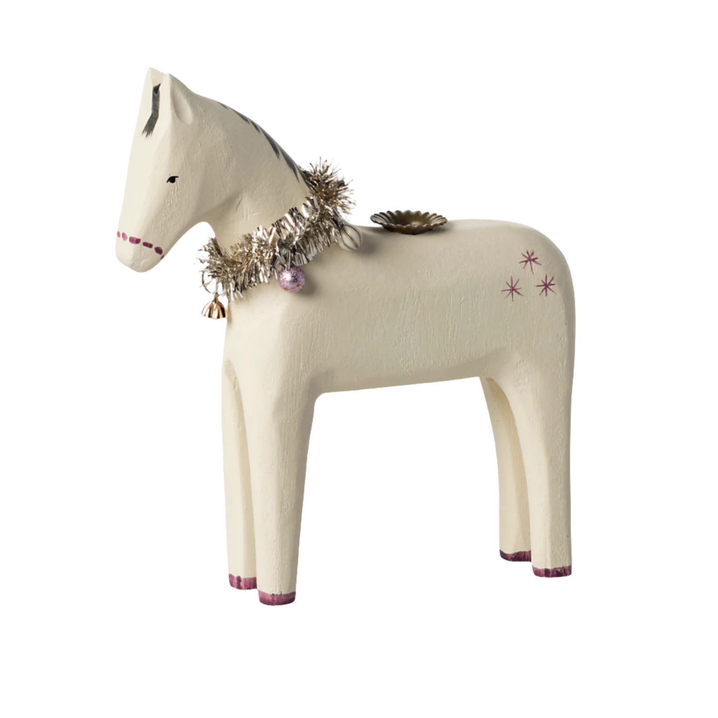 MAILEG WOODEN WHITE HORSE CANDLE HOLDER