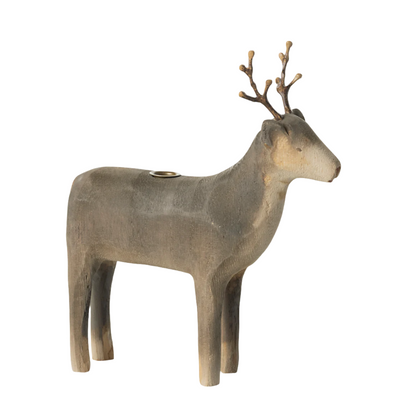 MAILEG WOODEN REINDEER CANDLE HOLDER