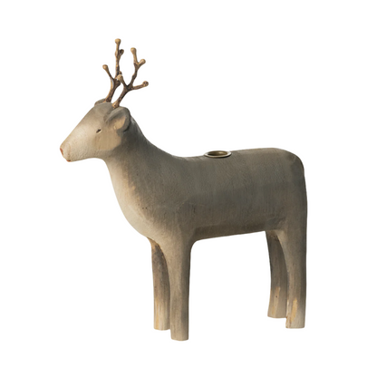 MAILEG WOODEN REINDEER CANDLE HOLDER