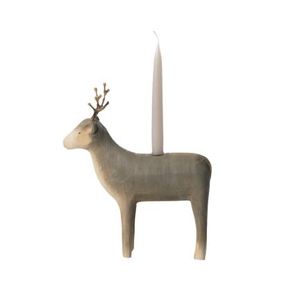 MAILEG WOODEN REINDEER CANDLE HOLDER