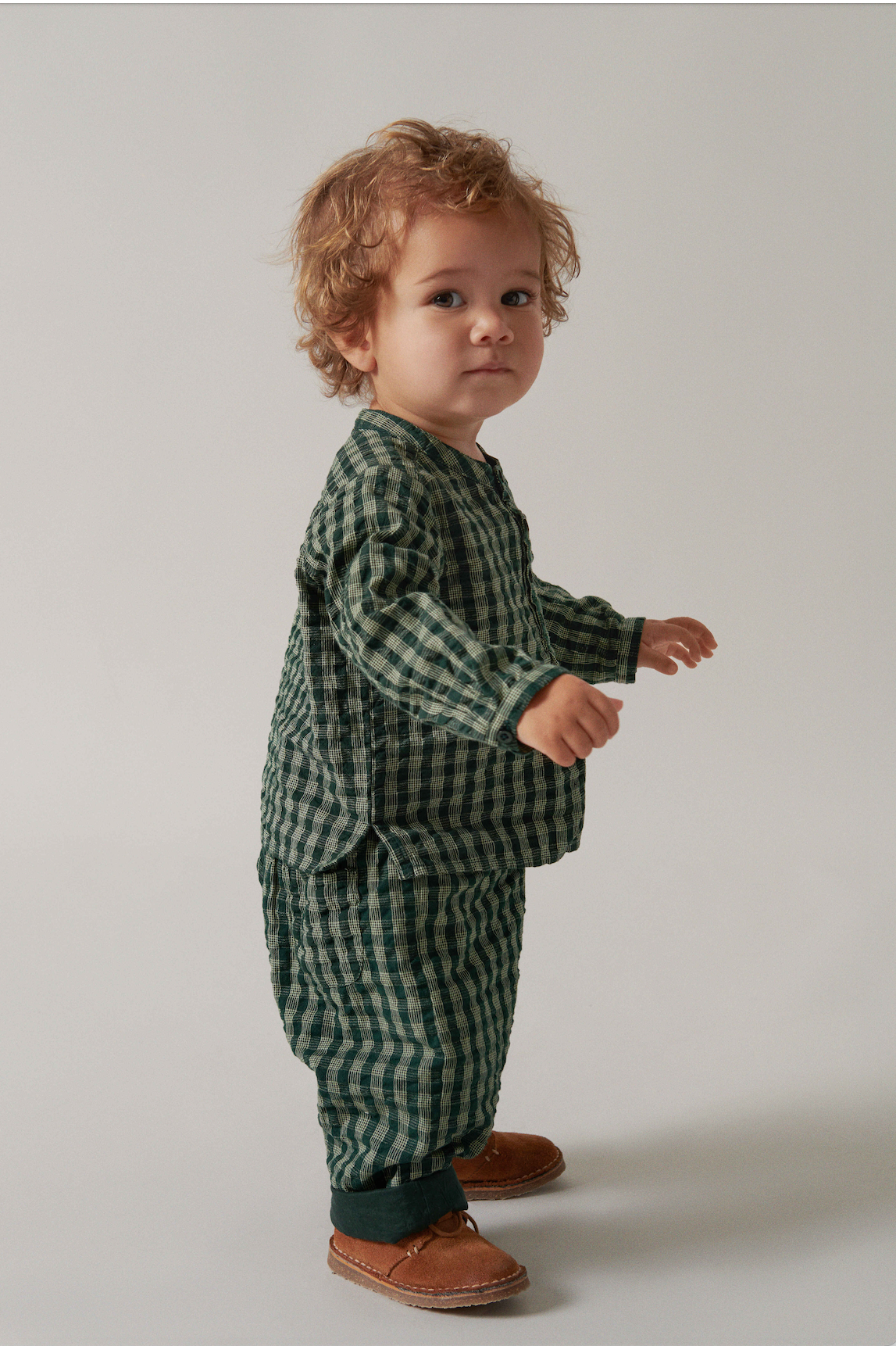 DABINA DARK LEAF CHECK BABY SHIRT