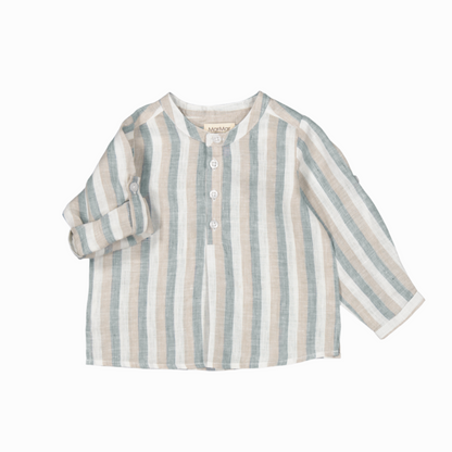 DUSTY BLUE STRIPE LINEN TOTORO SHIRT