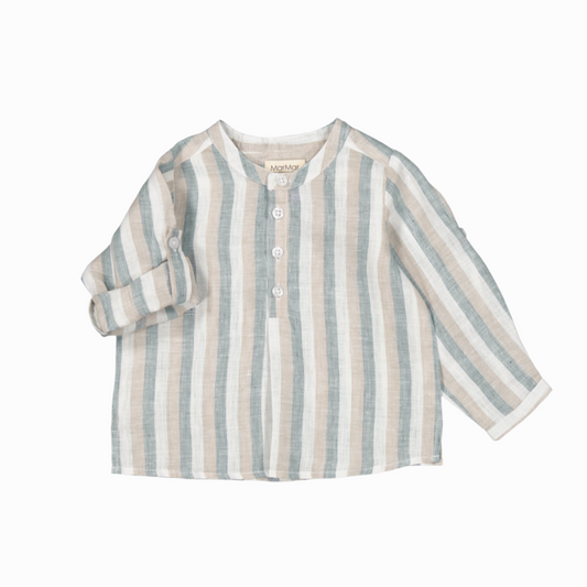 DUSTY BLUE STRIPE LINEN TOTORO SHIRT