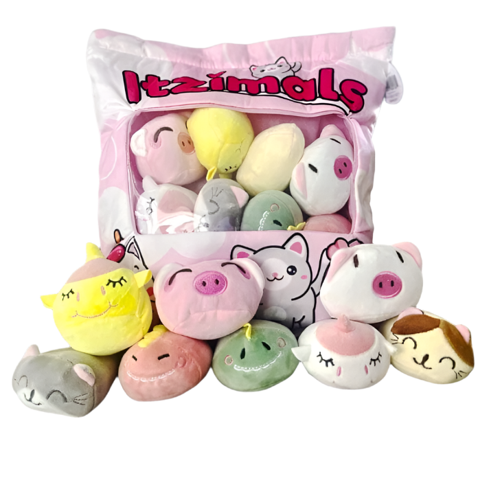 ITZIMALS KAWAII SNACK PILLOW ASSORTED PLUSH ANIMAL BAG