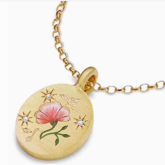 ENAMEL POPPY TAILSMAN NECKLACE