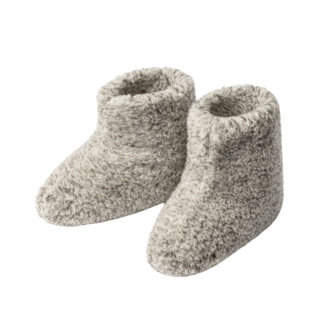 KIDS ORGANIC WOOL SLIPPERS - LIGHT GRAY