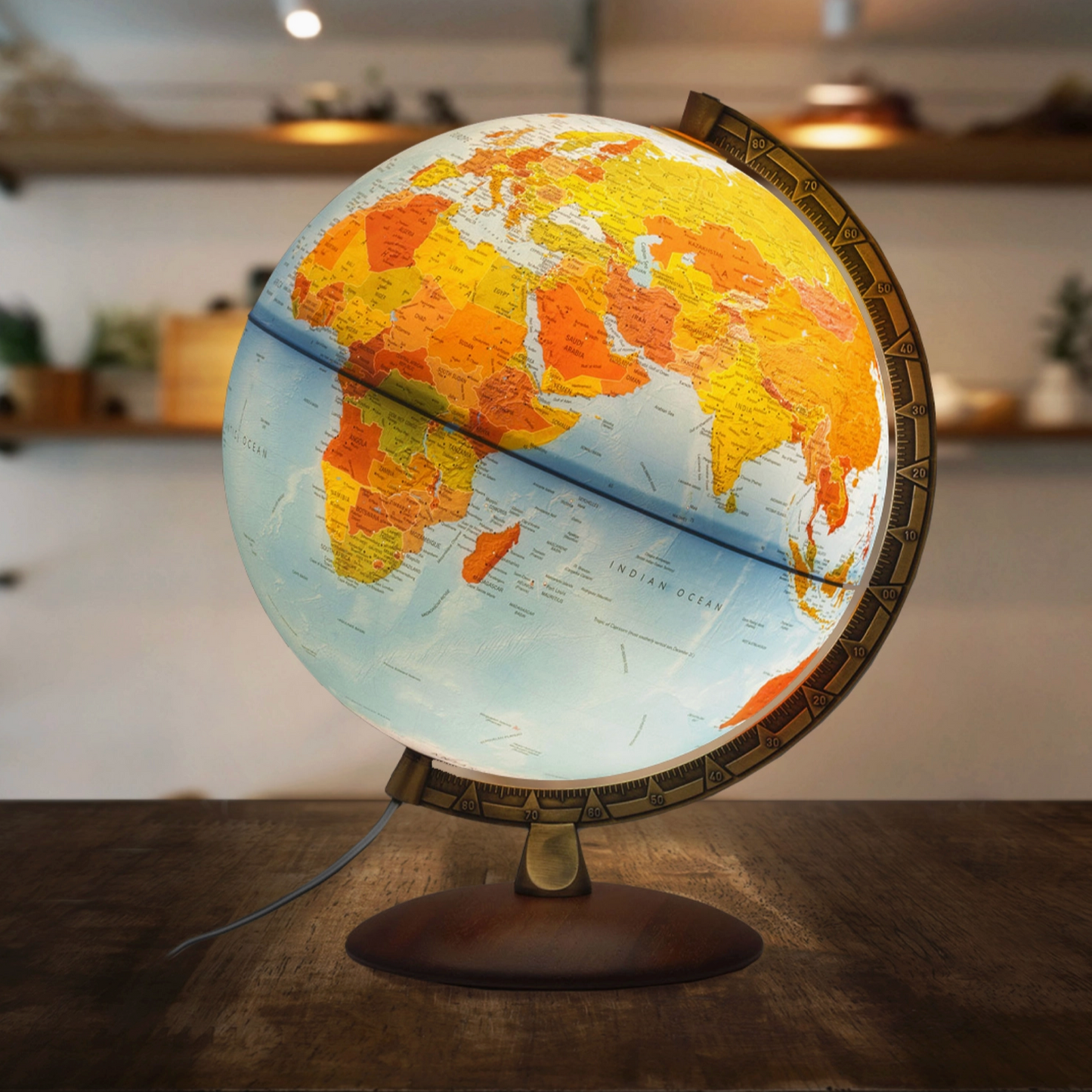 LUGANO 12-INCH ILLUMINATED BLUE OCEAN DESK GLOBE