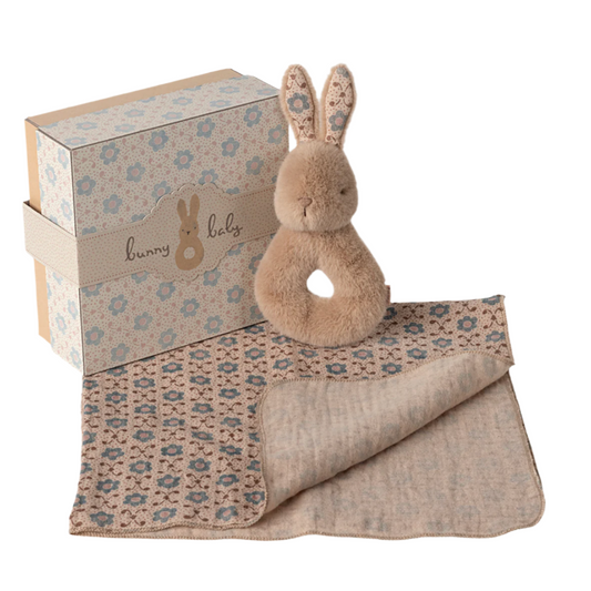 MAILEG RABBIT RATTLE SET - CORAL