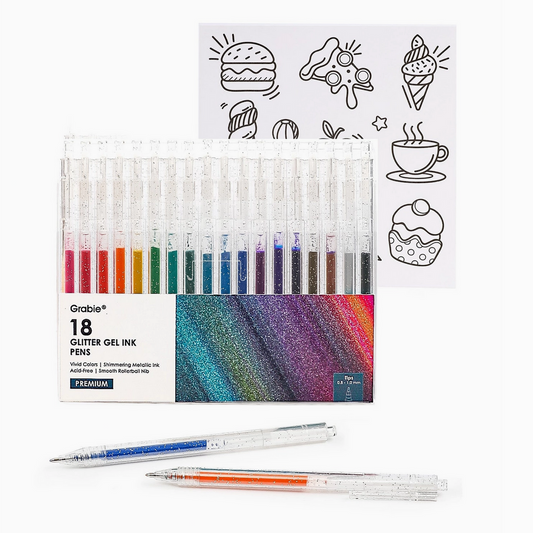RETRACTABLE GLITTER GEL PENS - 18 SET