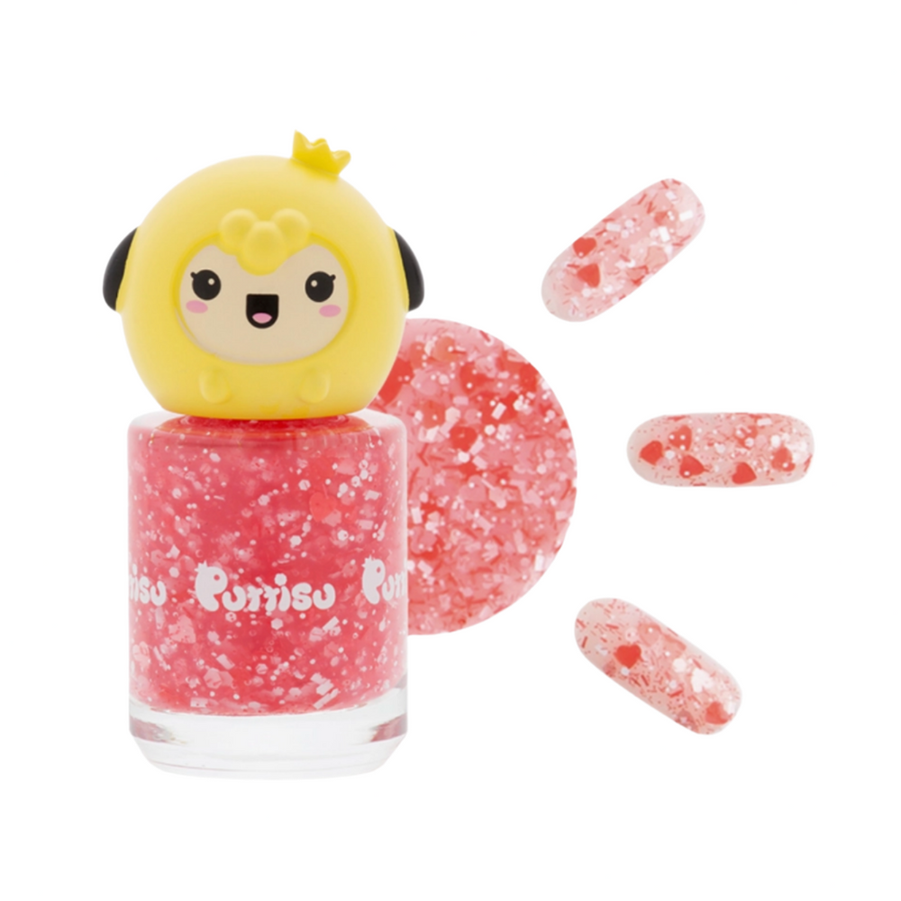 PUTTISU PEEL-OFF NAIL POLISH - GLITTER PINK FLOWER GARDEN