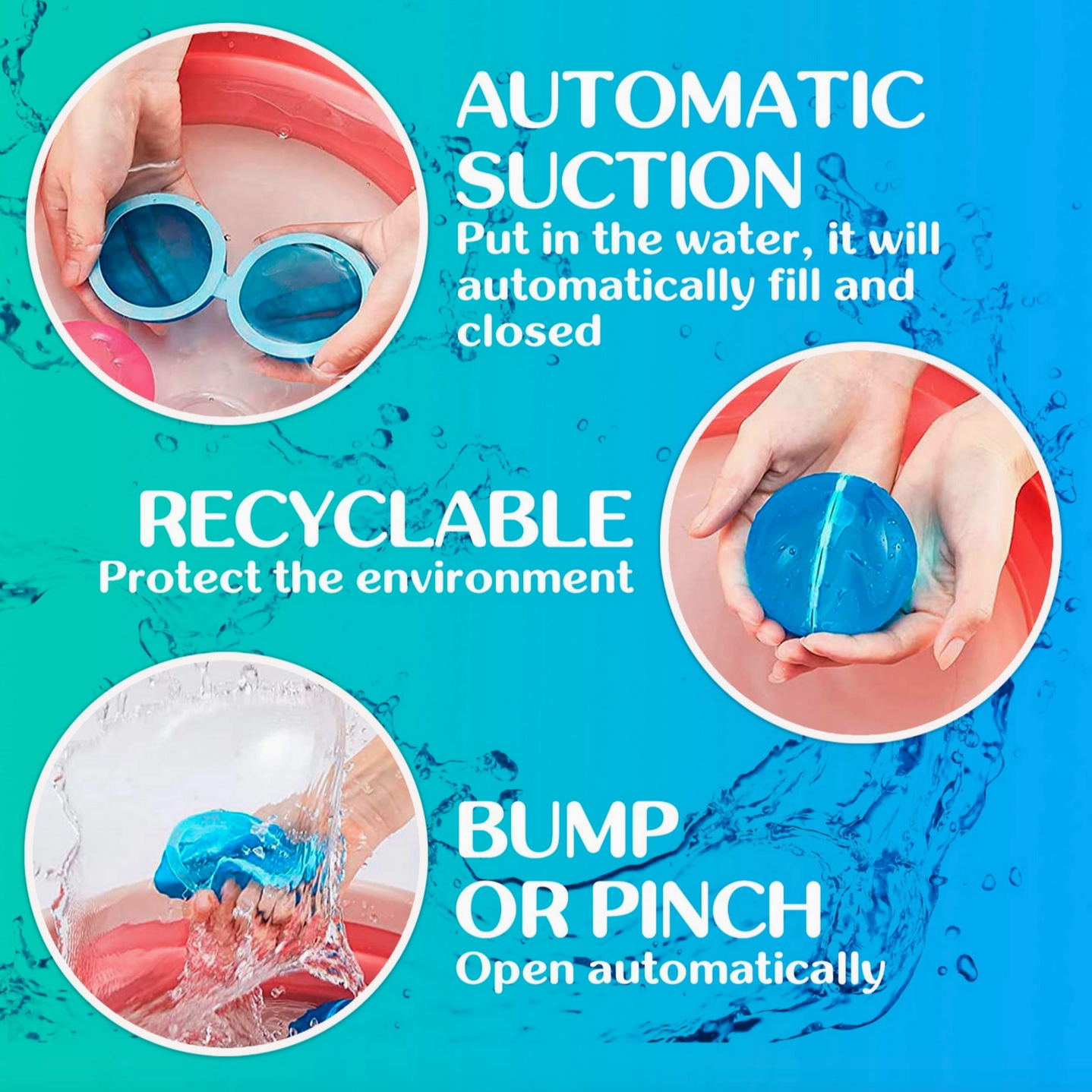 MAGNETIC REUSEABLE WATER BALLONS - 12 PIECES