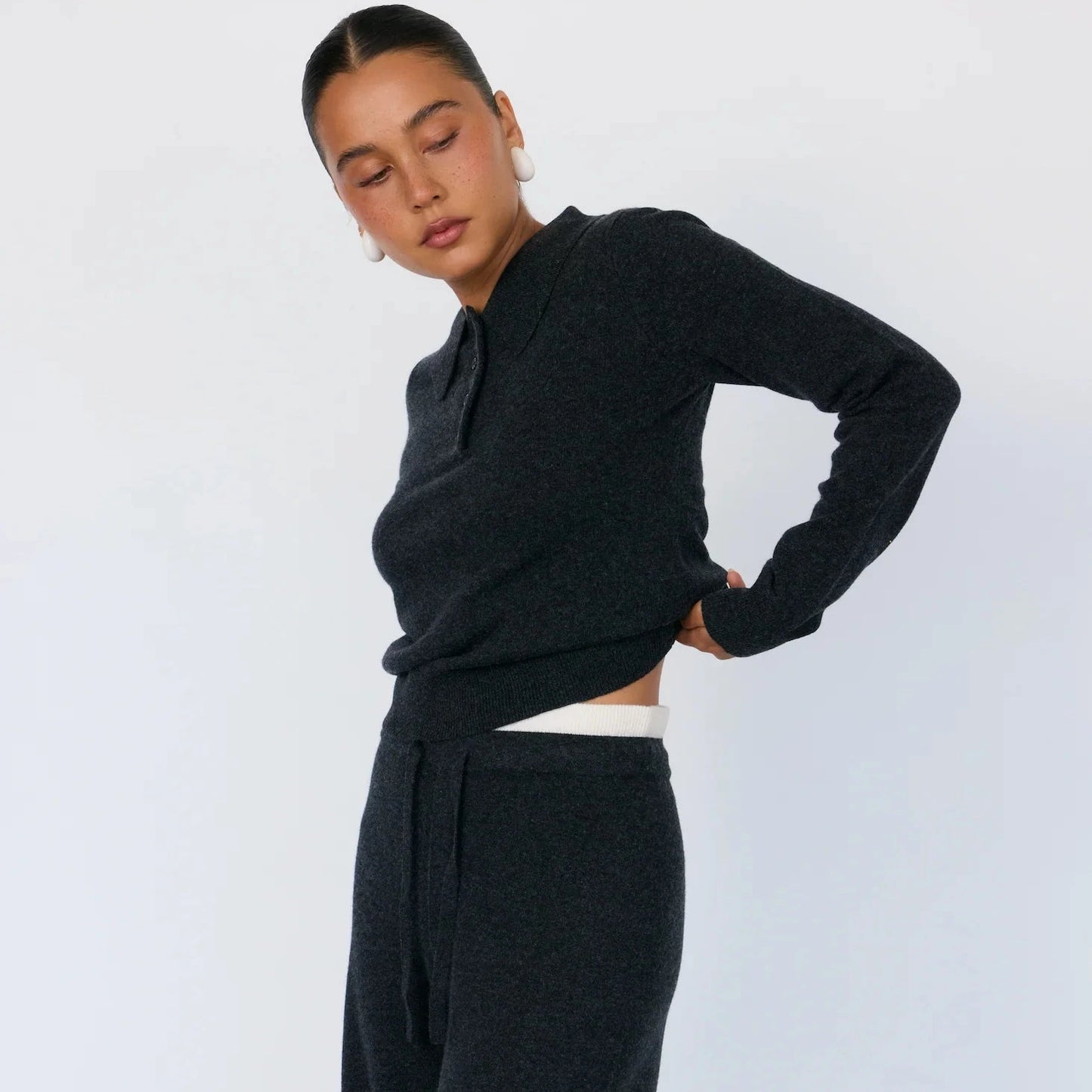 TOVE CASHMERE POLO - CHARCOAL